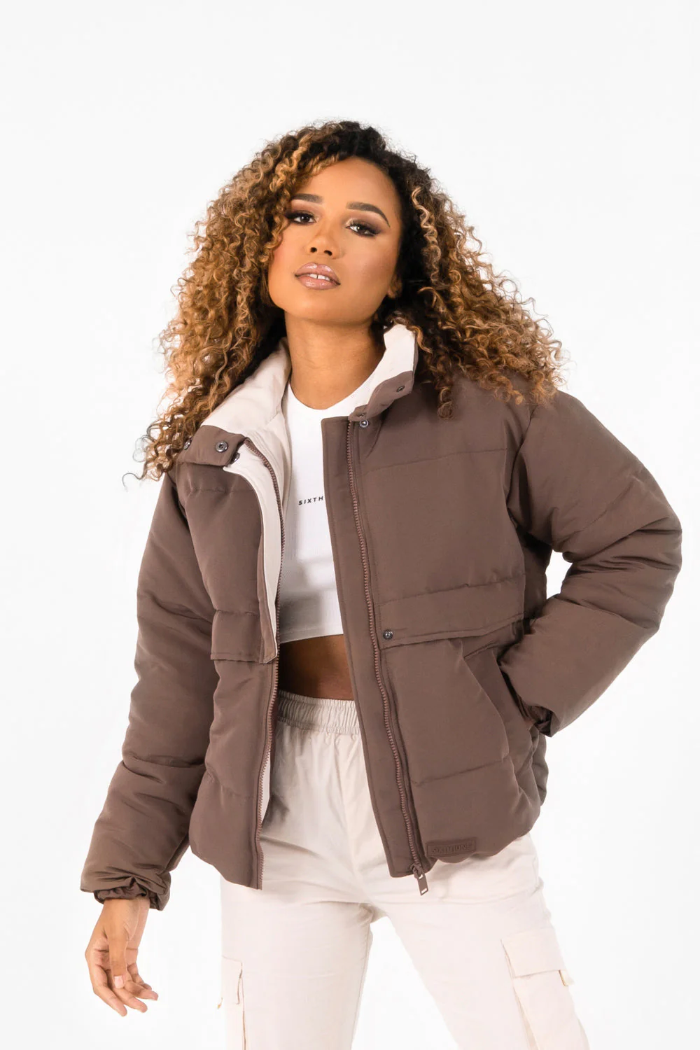 Doudoune oversize matelassée Marron – Image 2