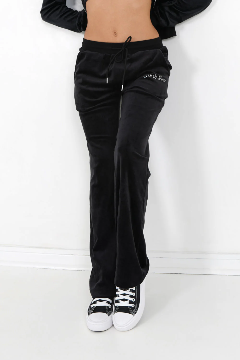 Jogging droit velours strass Noir – Image 6