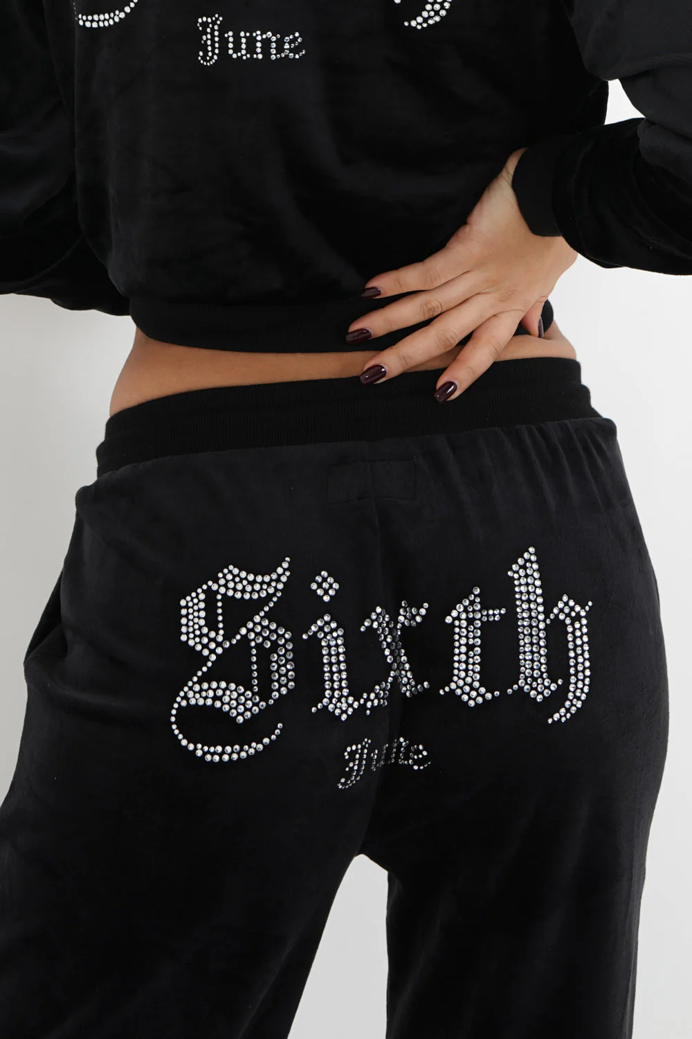 Jogging droit velours strass Noir – Image 4