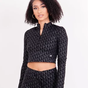 Crop top monogramme Noir