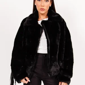 FRINGE faux fur jacket