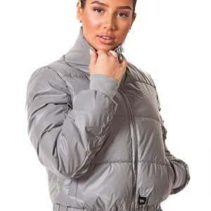 Doudoune réfléchissante col gris