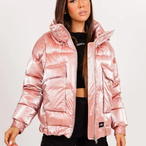 Doudoune oversize nacrée rose