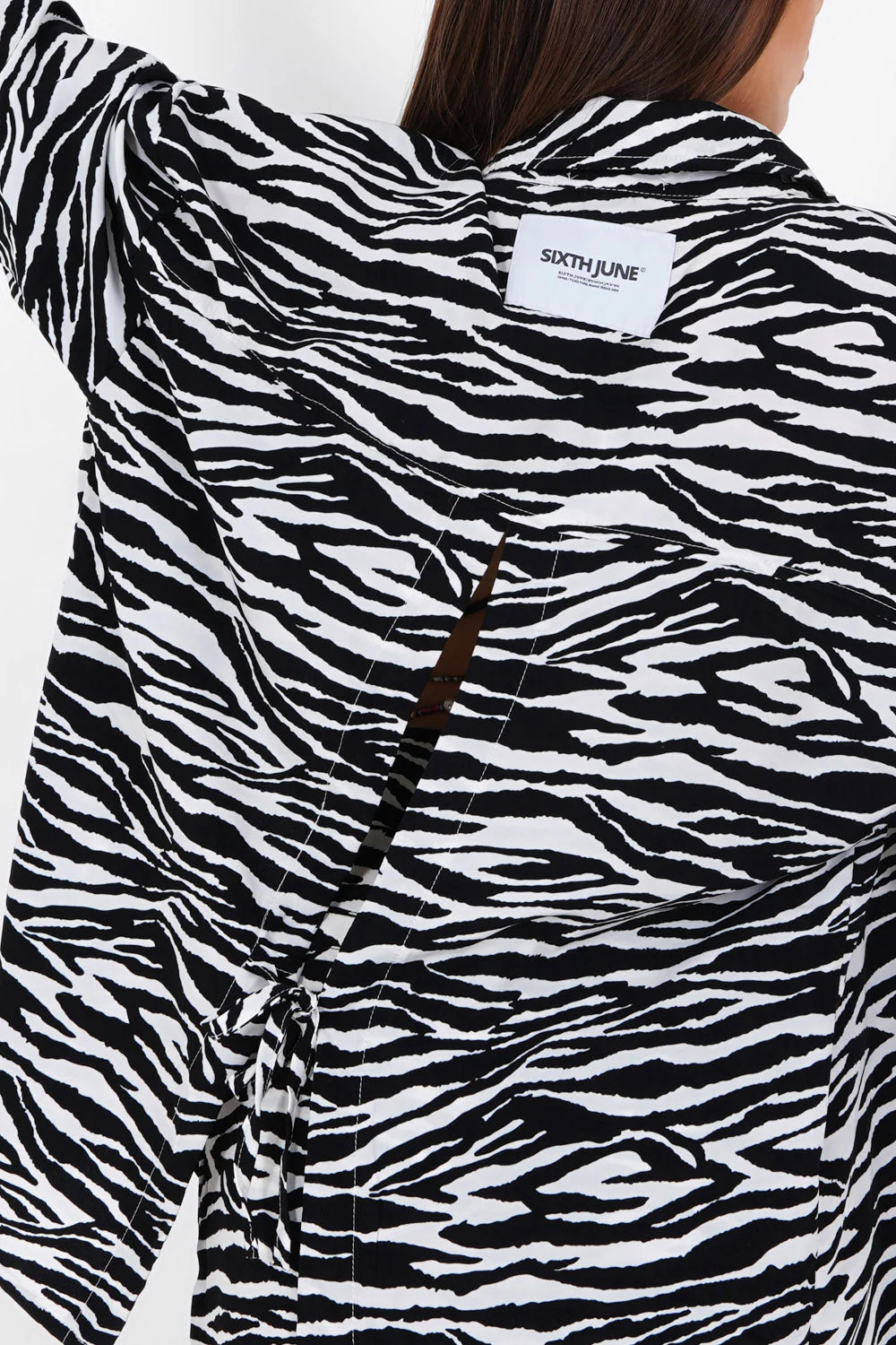 Chemise fluide zébrée Noir – Image 4