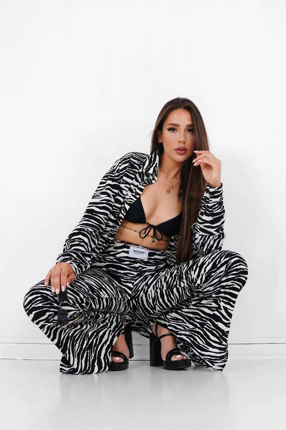 Chemise fluide zébrée Noir – Image 3