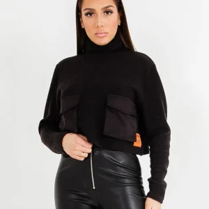 Pull maille court utilitaire Noir