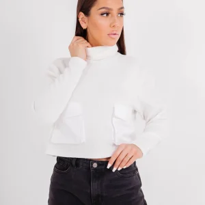 Pull maille court utilitaire blanc
