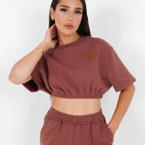 T-shirt court élastique Marron