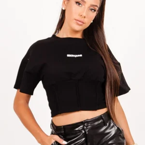T-shirt court corset noir