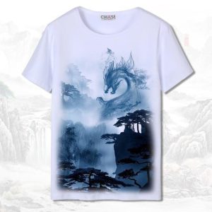 T-shirt Chinois Dragon Bleu