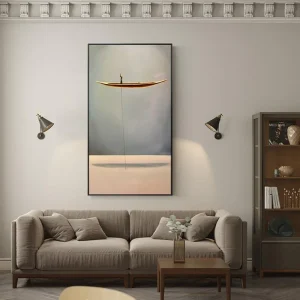 Tableau Chinois Bateau Doré