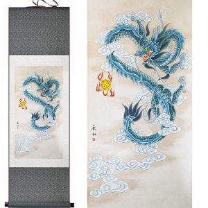 Tableau Chinois Dragon Bleu