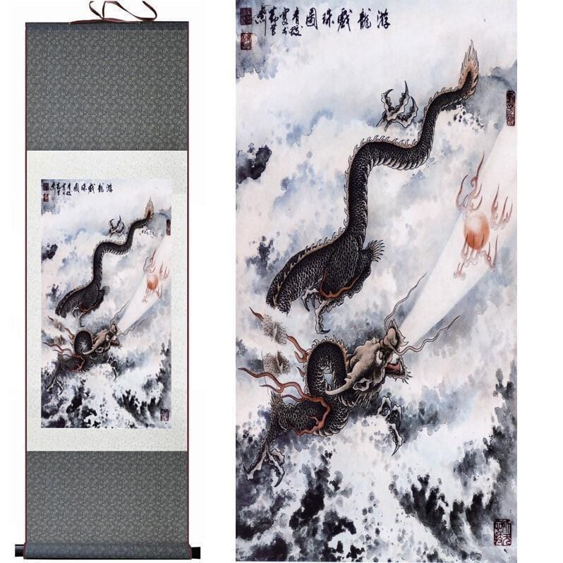 Tableau Chinois Dragon Noir