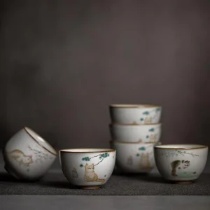 Tasse Chinoise En Porcelaine Chat