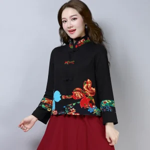 Veste Chinoise Col Mao Femme