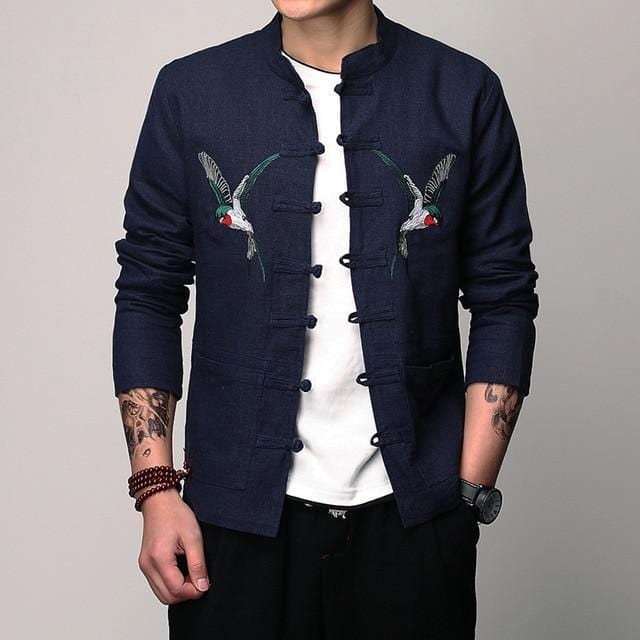 Veste Chinoise Homme Oiseaux