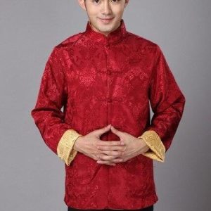 Veste Chinoise Homme Rouge et Dorée