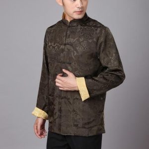 Veste Chinoise Homme Verte et Dorée