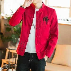 Veste Chinoise Homme Symbole du Bonheur